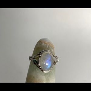S925 Silver Flashy Rainbow Moonstone Ring